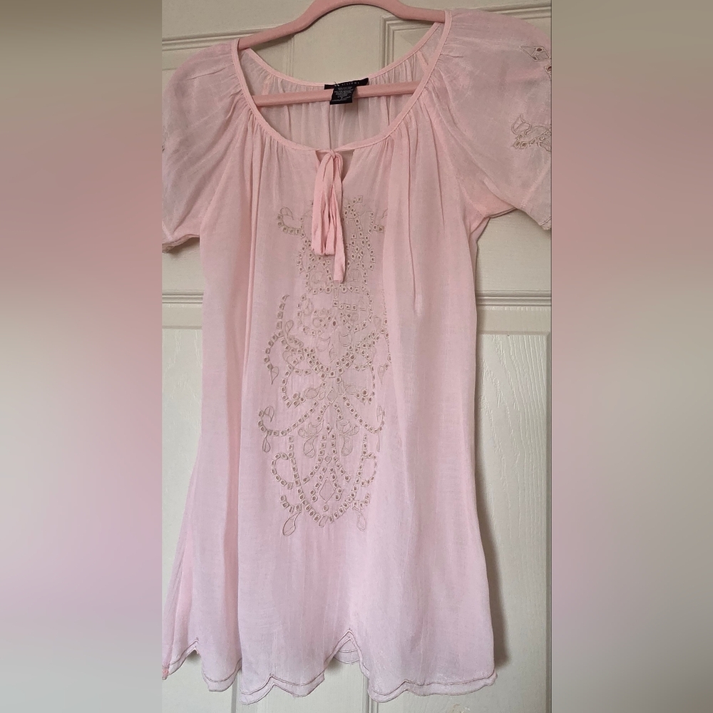 Pink Embroidered Women's Blouse